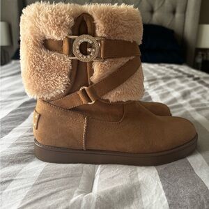 Cozy Tan Faux Fur Ankle Booties